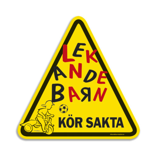 Lekande Barn Skylt Triangel