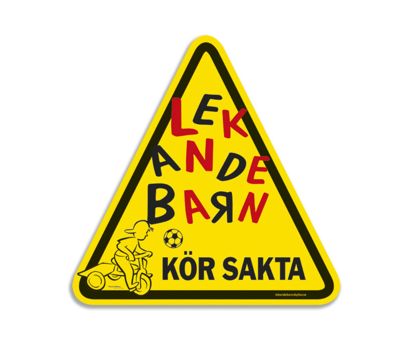 Lekande Barn Skylt Triangel